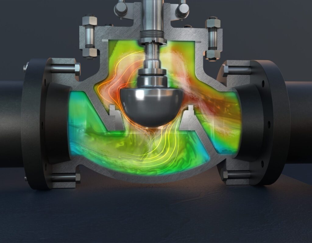 Atlas SSCV globe valve flow simulation visualization